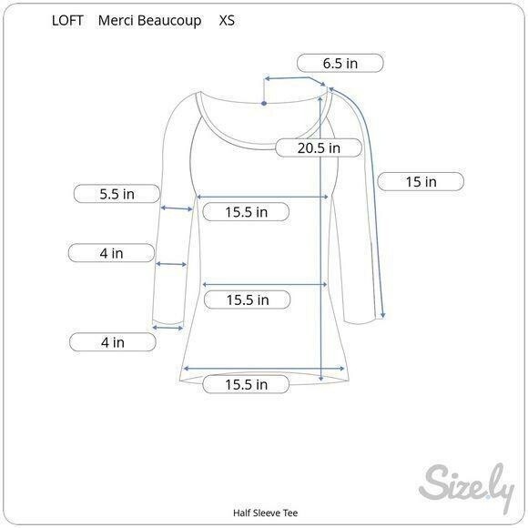 LOFT Women's XS Extra Small T-Shirt Gray Tee 3/4 Sleeve French Merci Beaucoup - Picture 3 of 5